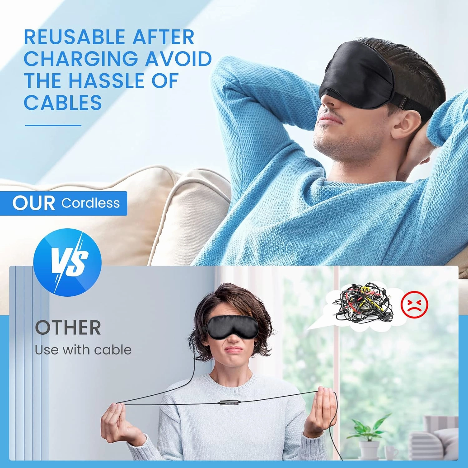 Heated Eye Mask Cordless,USB Eyes Heating Pad,Mask with Temperature Control,Electric Warm Eye Compress for Dry Eyes,Blepharitis,Chalazion,Gift for Men Women(2Packs)