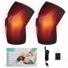 Heated Knee Brace Wrap 3 Adjustable Temperature Thermal Therapy Heated knee pad with USB Adapter Heating Pad for Joint Soreness Swelling Cramps Rheumatism, work for 5V2A (Not rechargeable) 1pairs