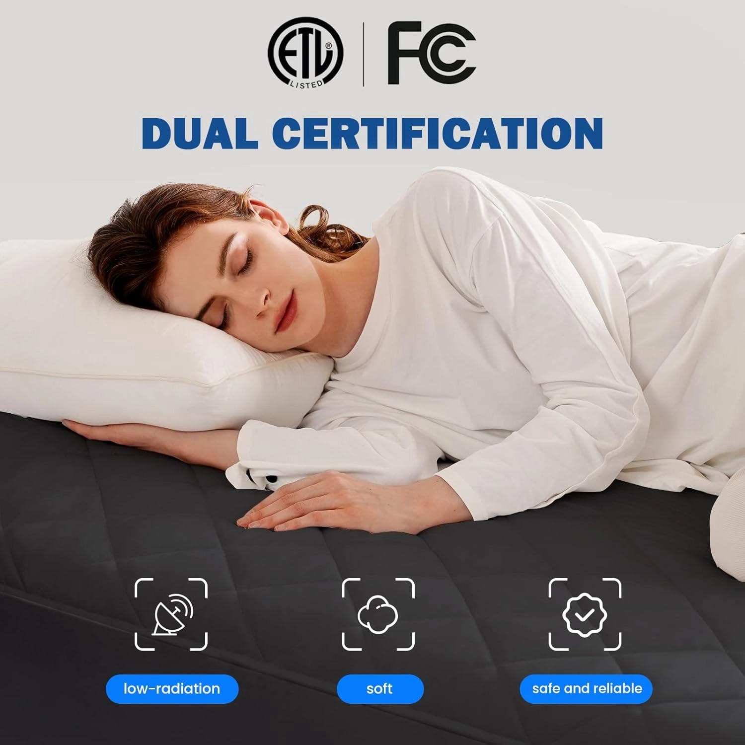 Heated Mattress Pad Cal King Quilted Zone Heating Electric Bed Warmer Comfort Heat Mattress Pad Cover Dual Controller（10 Heat Setting | 1-12 Hours Auto Shut Off | with 8-21 Inch Deep Pocket） Gray
