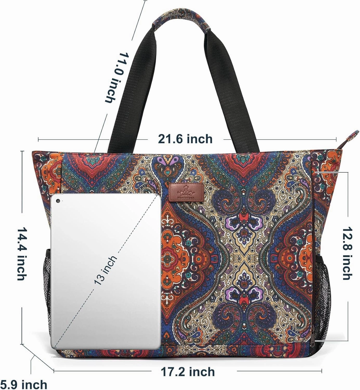 Heathyoga Multi-Functional Yoga Mat Carrier Gym Tote Bag - Large Mat Pocket, Women's Workout Bag