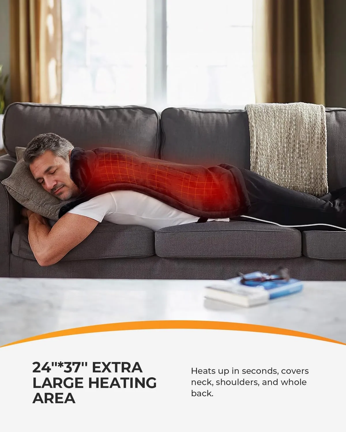 Heating Pad for Neck and Shoulders and Back, CooCoCo King Size Heated Pad for Back Pain Relief, FSA HSA Eligible Gifts for Dad Men Mom Women, Extra Large Heat Pad, Machine Washable Father Husband Gift