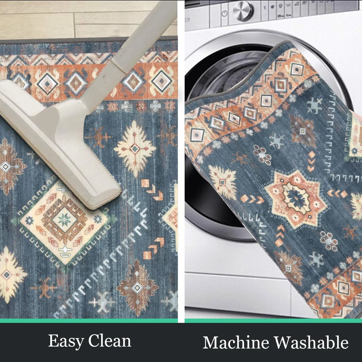 HEBE Boho Kitchen Rug Sets 3 Piece with Runner Non Slip Kitchen Rugs and Mats Washable Kitchen Mats for Floor Thick Kitchen Floor Mat Carpet Runner Rugs for Hallway Laundry Holiday Decor