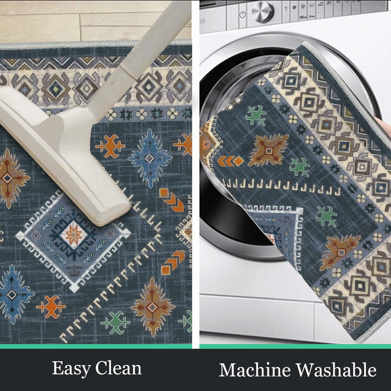 HEBE Boho Kitchen Rug Sets 3 Piece with Runner Non Slip Kitchen Rugs and Mats Washable Kitchen Mats for Floor Thick Kitchen Floor Mat Carpet Runner Rugs for Hallway Laundry Holiday Decor