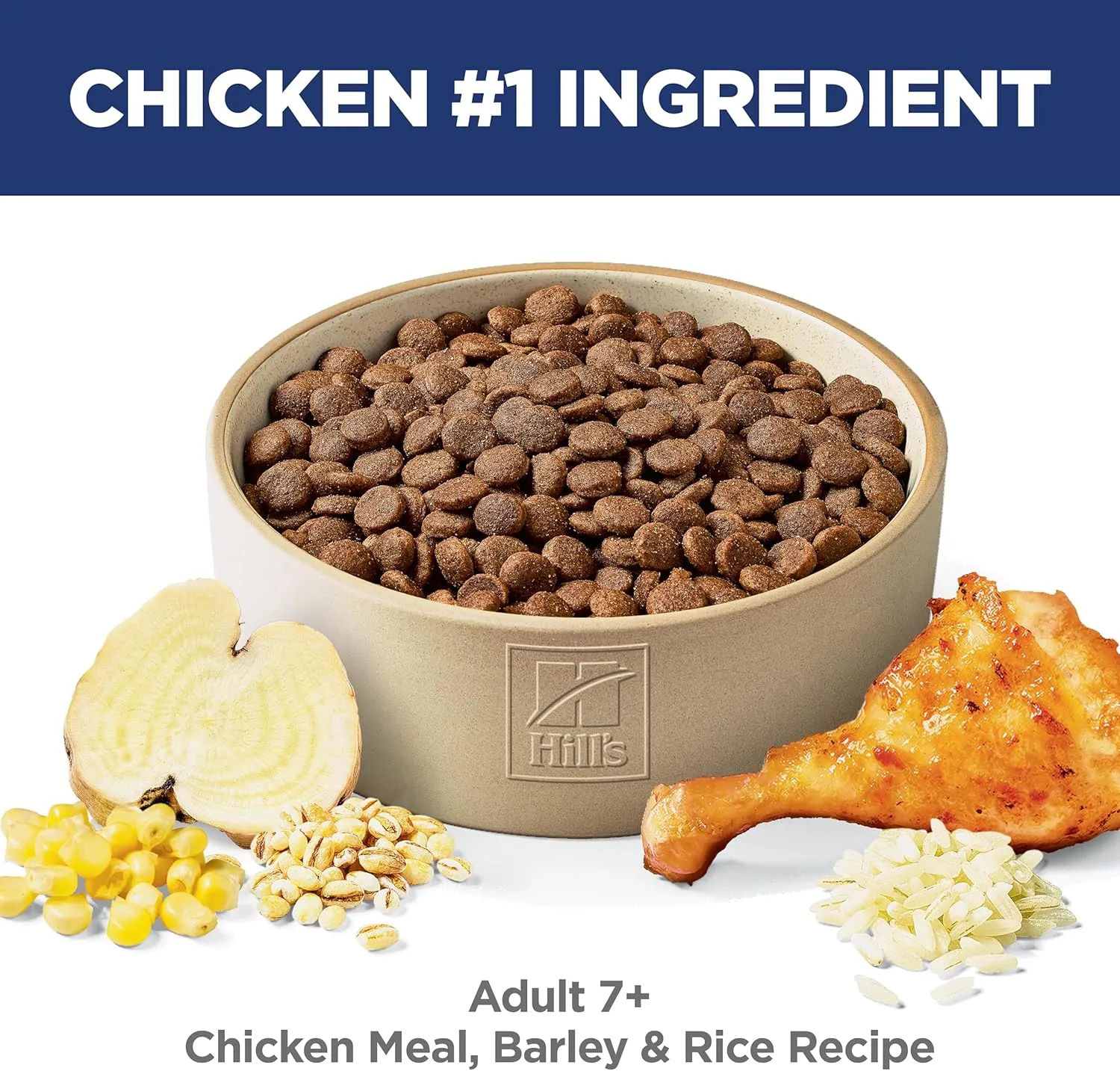 Hill's Science Diet Adult 7 , Senior Adult 7  Premium Nutrition, Dry Dog Food, Chicken, Brown Rice, & Barley, 5 lb Bag