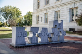 Historic Pictoric Photo - W.F. Herrick's 1990" Democracy Sculpture, which Stands Outside The Main gate of Courthouse Plaza in Burlington, Vermont- Fine Art Photo Reporduction 12in x 08in