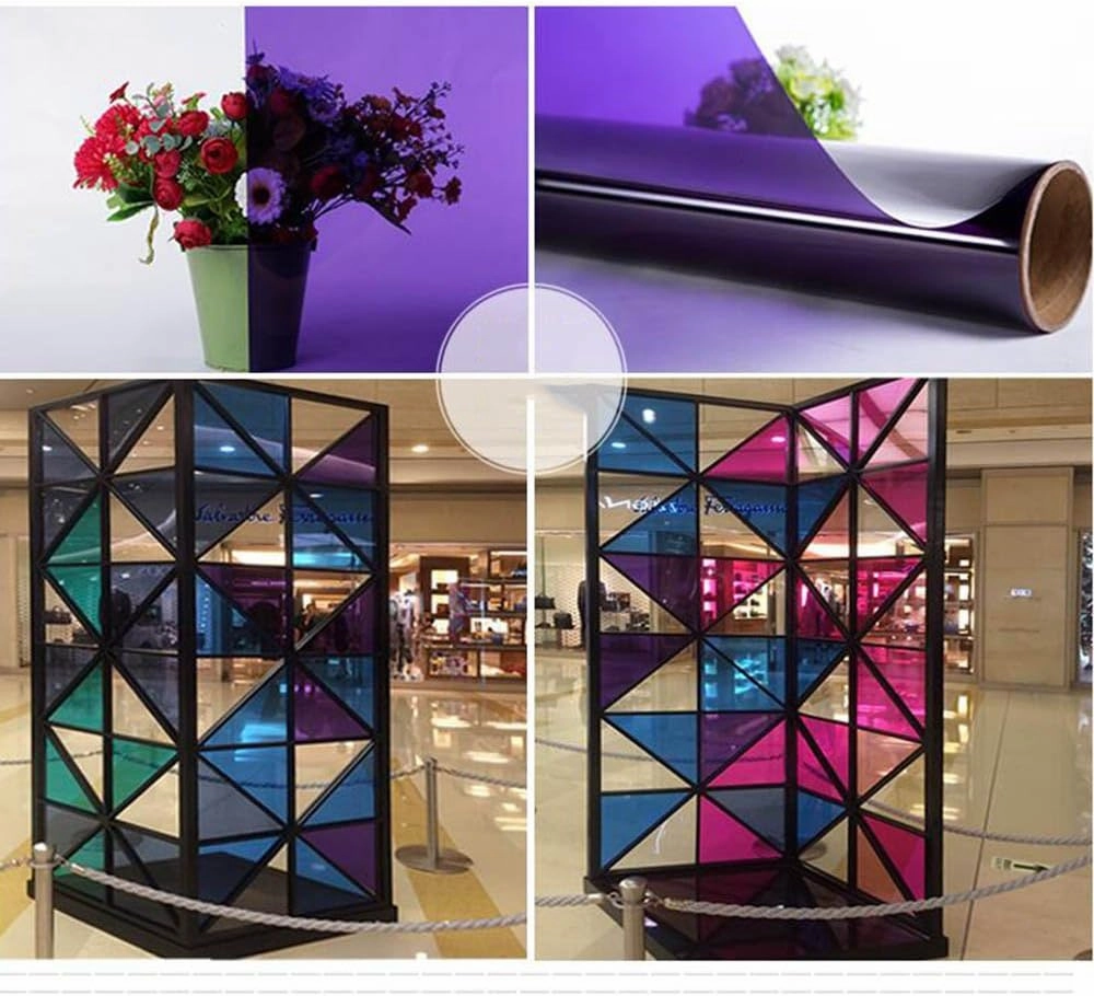 HOHOFILM Purple Clear Window Film for Home & Building Glass Decoration Self-Adhesive Window Tint Sun Blocking UV Proof for All Windows,35.4" x16ft