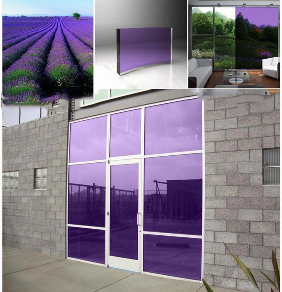 HOHOFILM Purple Clear Window Film for Home & Building Glass Decoration Self-Adhesive Window Tint Sun Blocking UV Proof for All Windows,35.4" x16ft