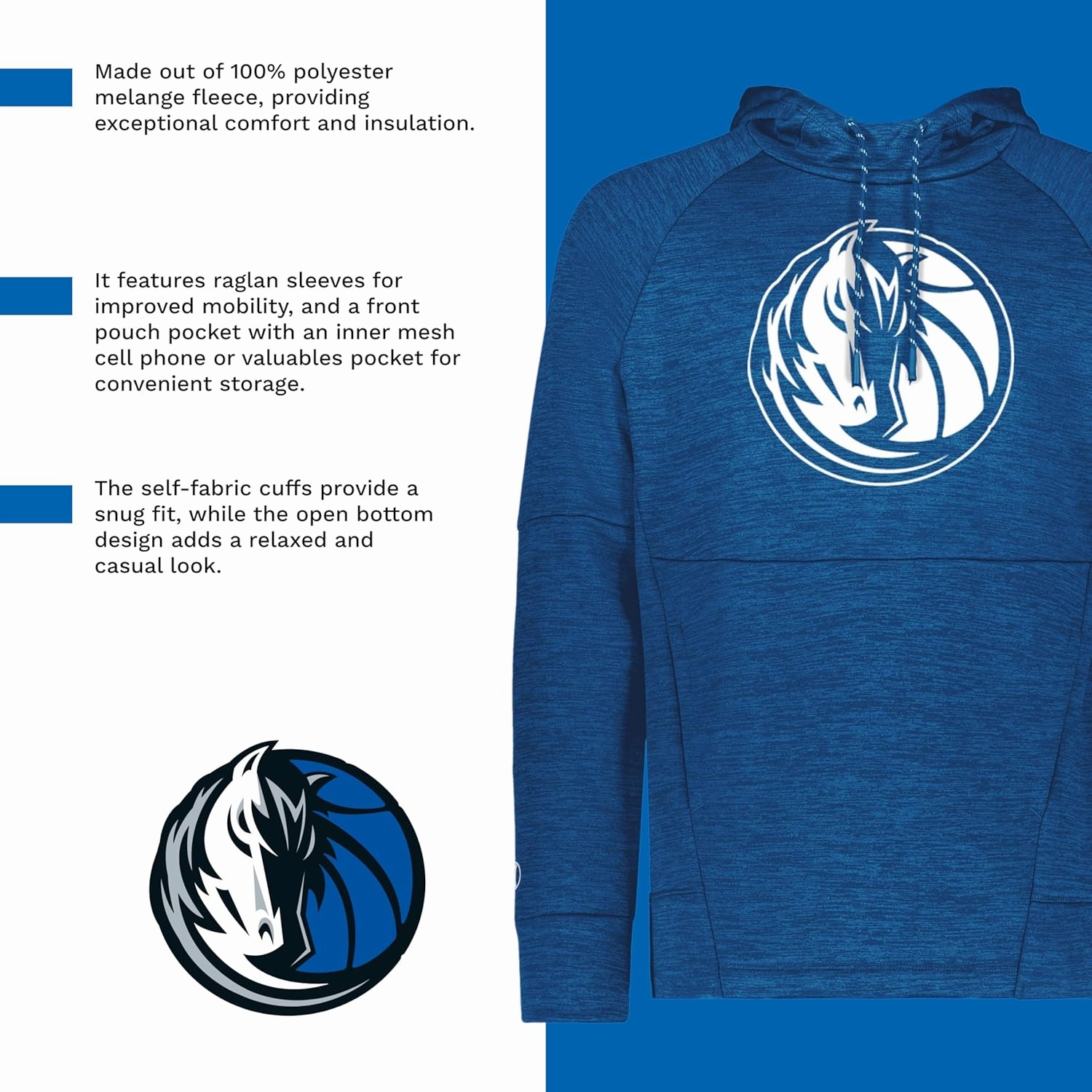 Holloway Men's NBA Fleece Hoodie – Basketball Pullover, Warm & Comfortable – Ideal for Sports, Casual Wear, and Fans
