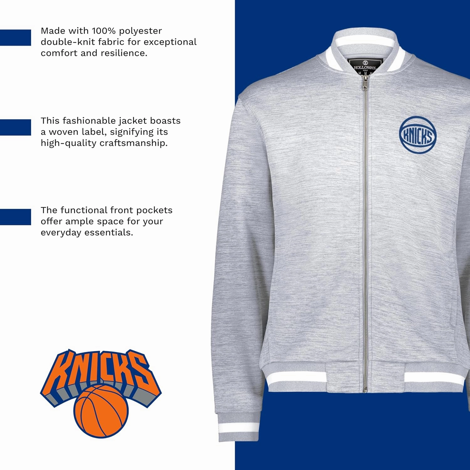 Holloway NBA Full Zip Jacket - Lightweight Basketball Apparel, Sports Jacket, Team Colors, Athletic Outerwear