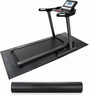HomGarden High Density Gym Exercise Treadmill Floor Mat,8 x 3 FT Anti Vibration PVC Exercise Bike Equipment Mat,1/4" Thickness Sport Mat for Home Gym,Black