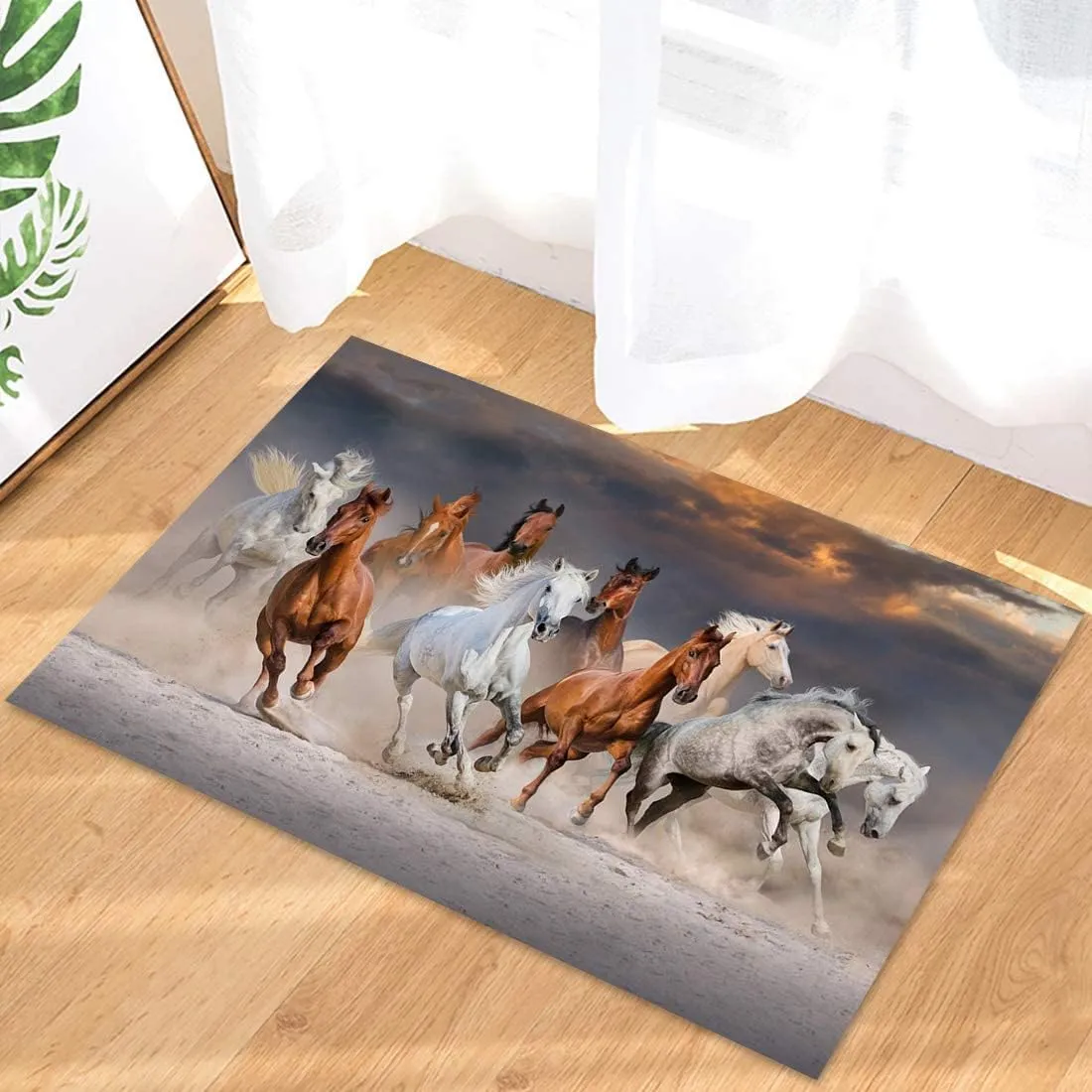 Horses Running in The Desert Indoor Outdoor Welcome Doormat, Entrance Mat Rug Outside Patio for Kitchen Bedroom Rug, Durable & Washable, 24"X 36"