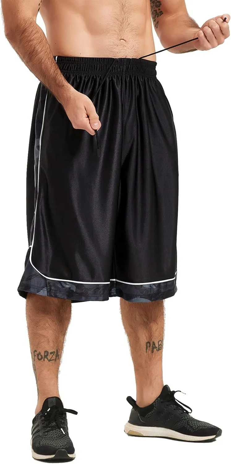 HQUEC Men's 12" Athletic Shorts Long Basketball Workout Shorts Below Knee Loose-Fit with Pockets