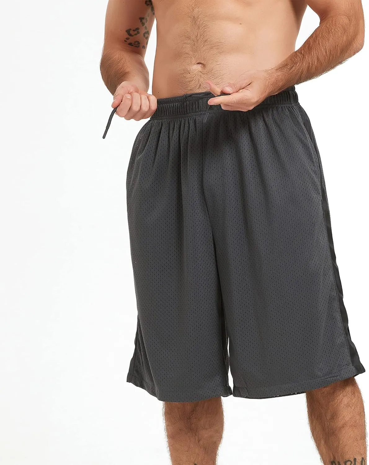 HQUEC Men's 12" Athletic Shorts Long Basketball Workout Shorts Below Knee Loose-Fit with Pockets