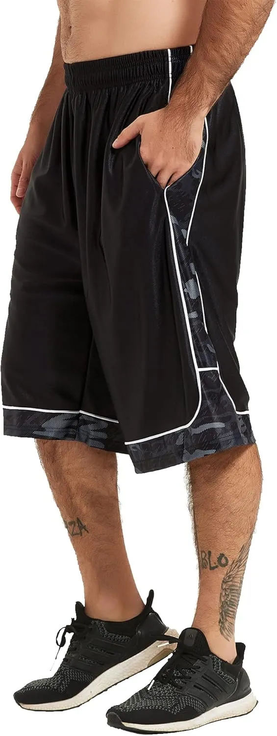 HQUEC Men's 12" Athletic Shorts Long Basketball Workout Shorts Below Knee Loose-Fit with Pockets