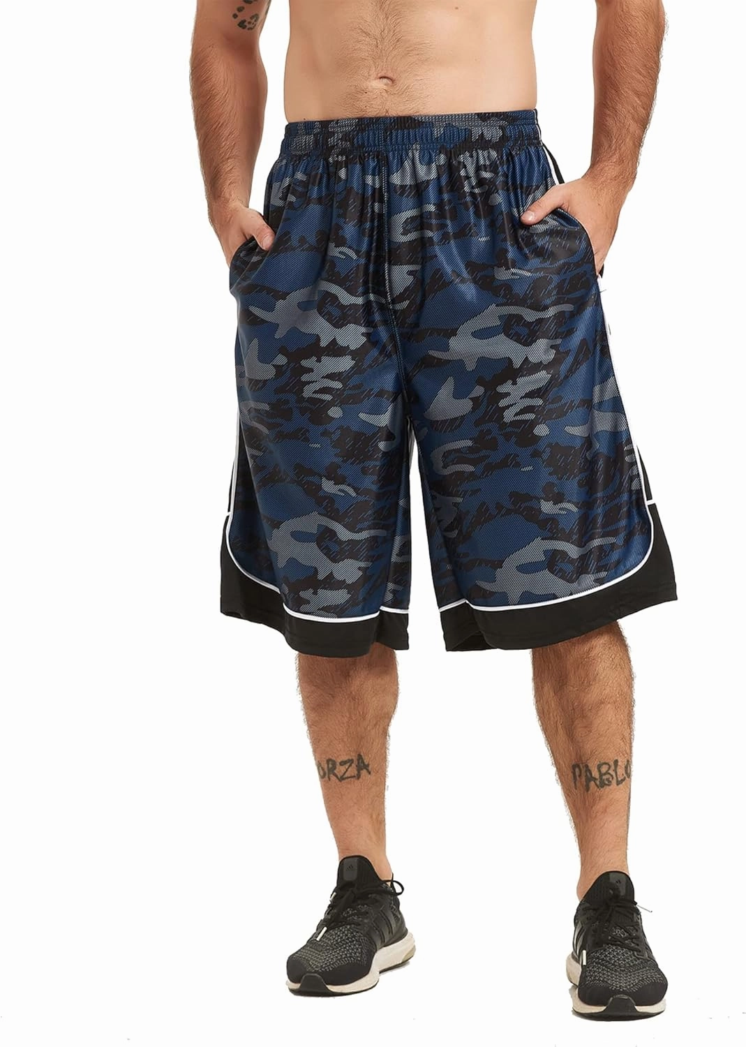 HQUEC Men's 12" Athletic Shorts Long Basketball Workout Shorts Below Knee Loose-Fit with Pockets
