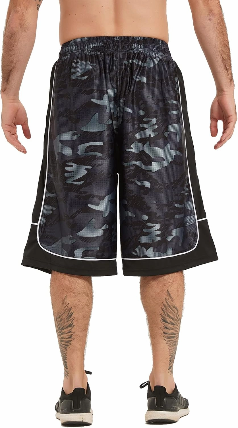 HQUEC Men's 12" Athletic Shorts Long Basketball Workout Shorts Below Knee Loose-Fit with Pockets