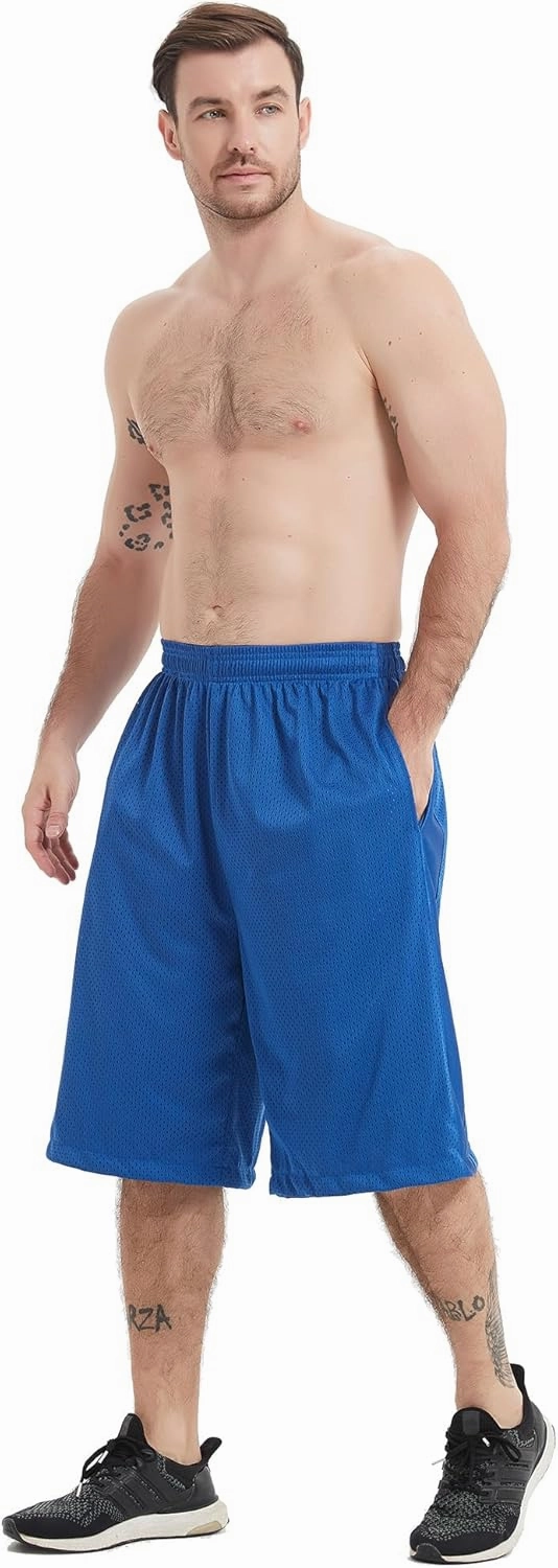 HQUEC Men's 12" Athletic Shorts Long Basketball Workout Shorts Below Knee Loose-Fit with Pockets