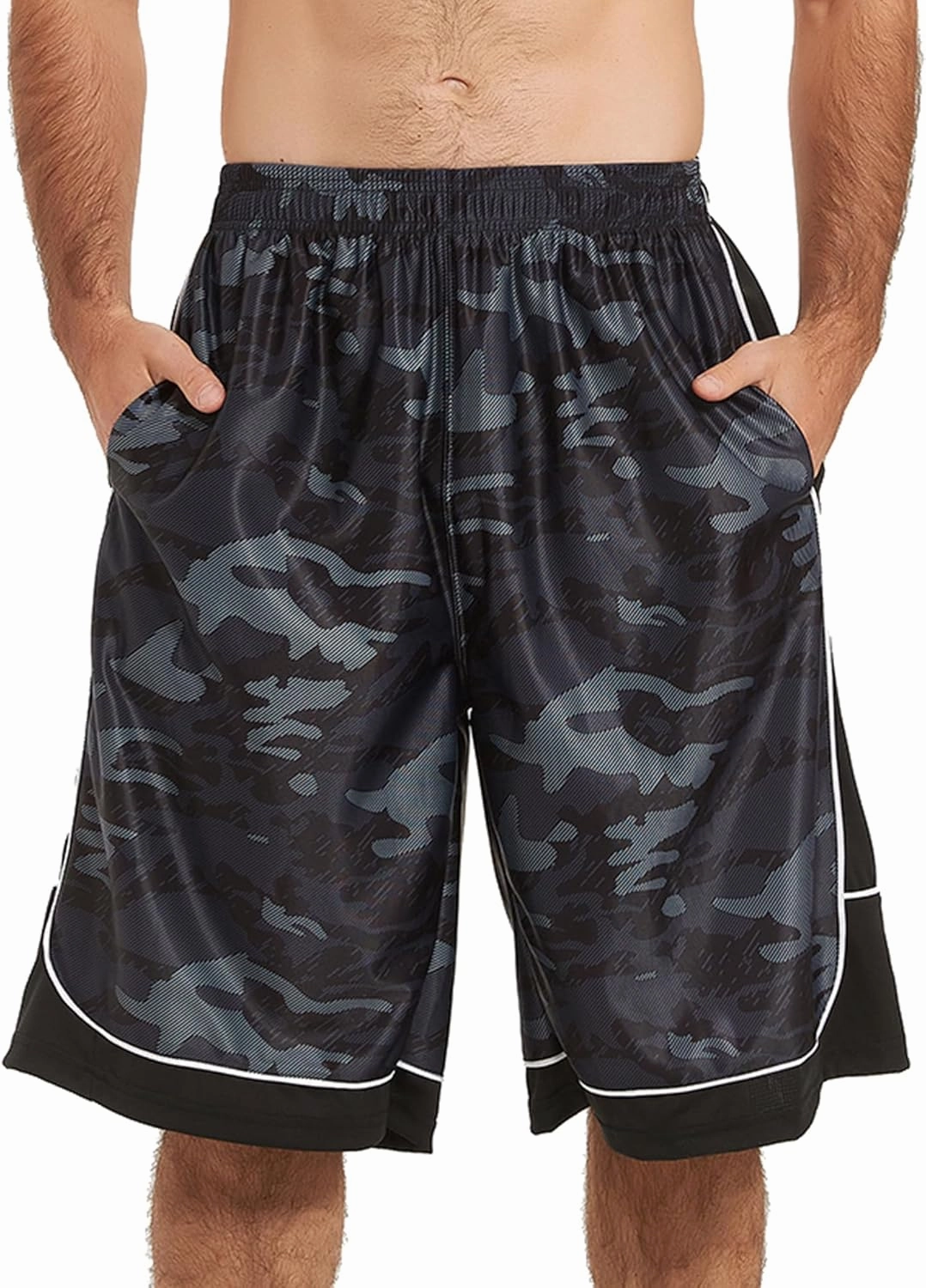 HQUEC Men's 12" Athletic Shorts Long Basketball Workout Shorts Below Knee Loose-Fit with Pockets
