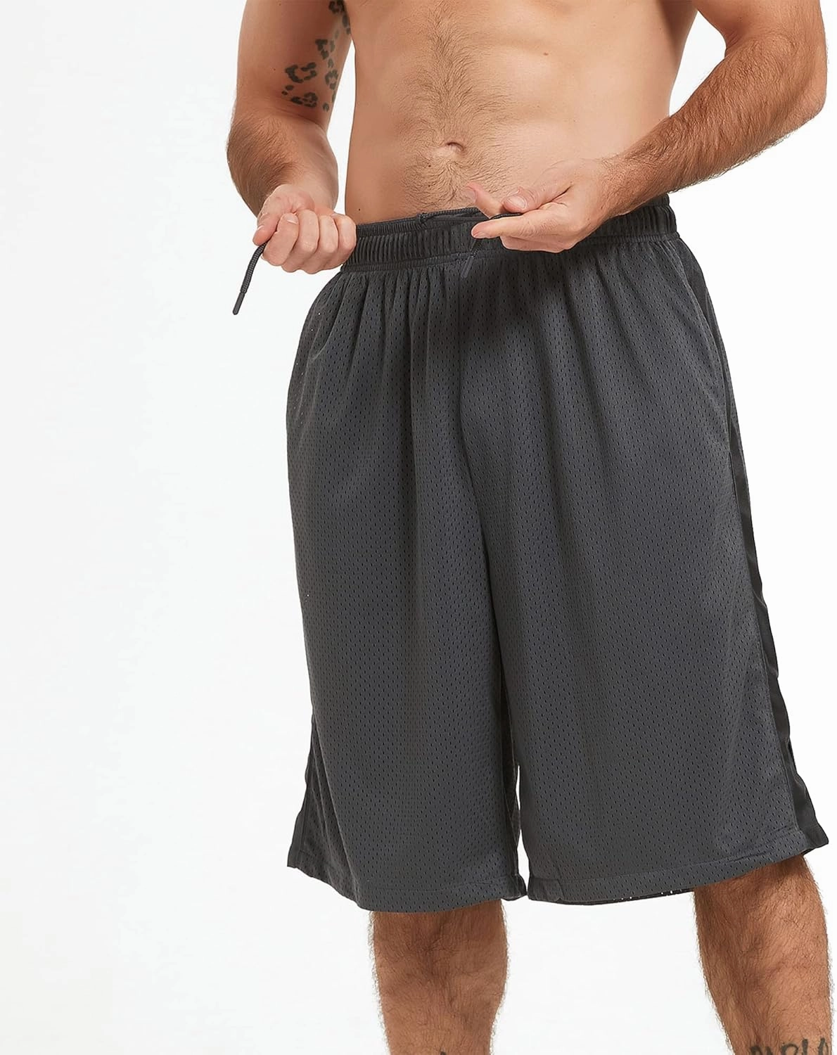 HQUEC Men's 12" Athletic Shorts Long Basketball Workout Shorts Below Knee Loose-Fit with Pockets