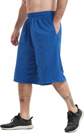 HQUEC Men's 12" Athletic Shorts Long Basketball Workout Shorts Below Knee Loose-Fit with Pockets