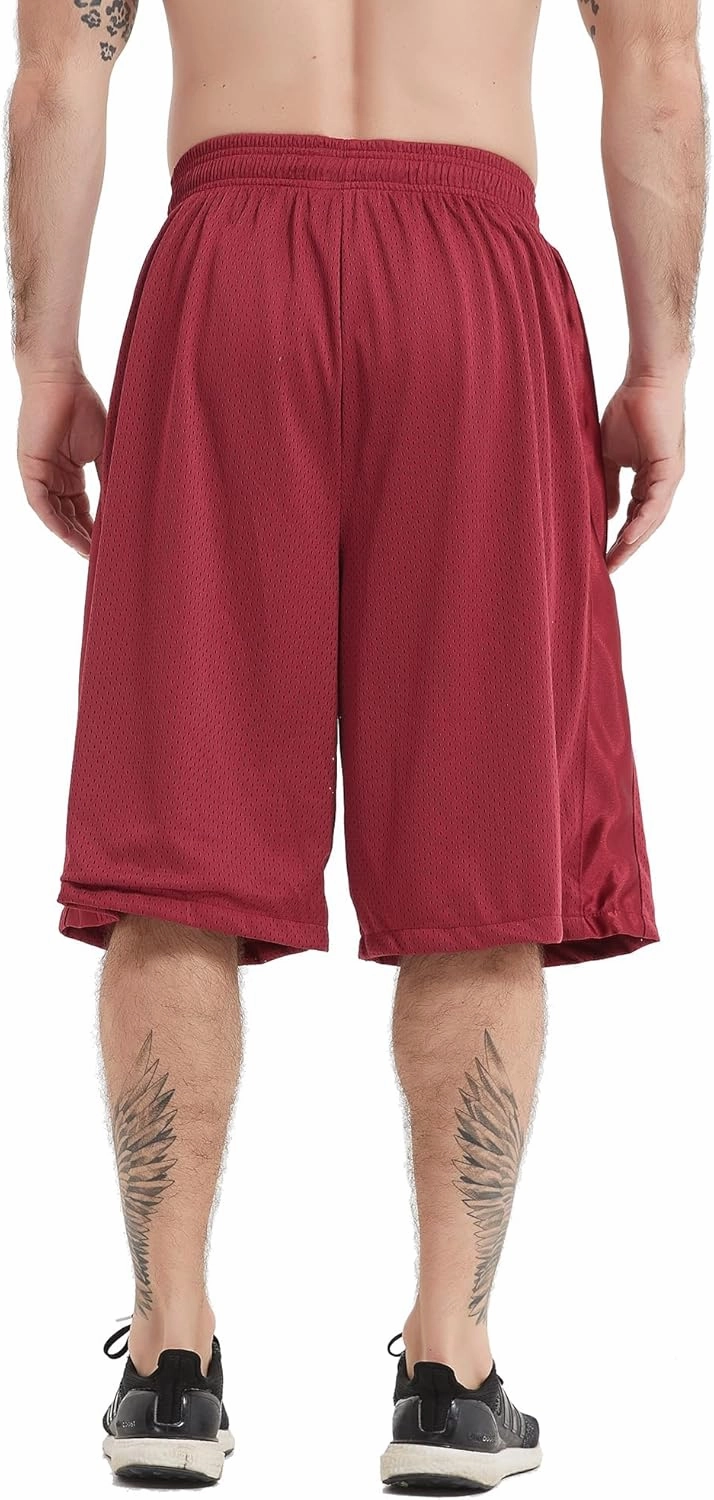 HQUEC Men's 12" Athletic Shorts Long Basketball Workout Shorts Below Knee Loose-Fit with Pockets