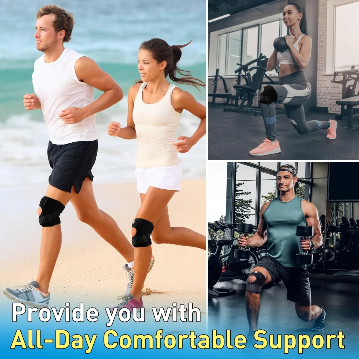 HUEGLO Knee Brace for Men Women, Knee Pain Relief Patellar Tendon Support Strap, Adjustable Patella Stabilizer, Meniscus Tear,Small/Medium