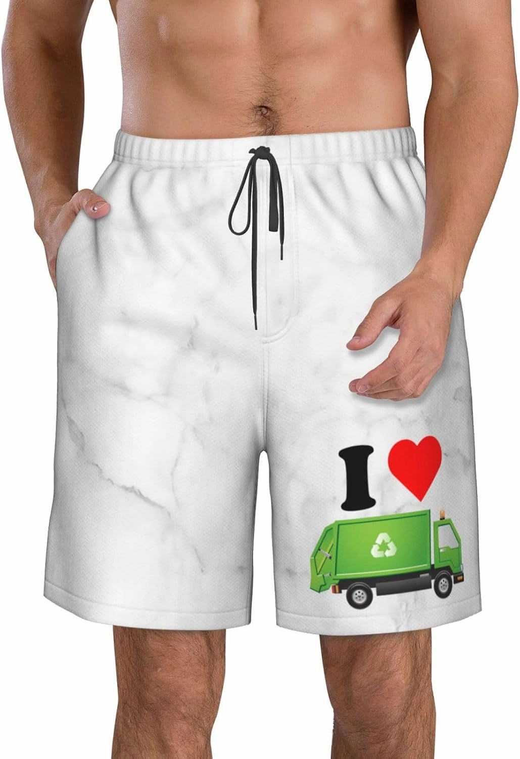 I-Love-Garbage-Recycling-Trash-Truck-Gifts Men's Short Workout Shorts Running Gym Yoga Lightweight Athletic Shorts