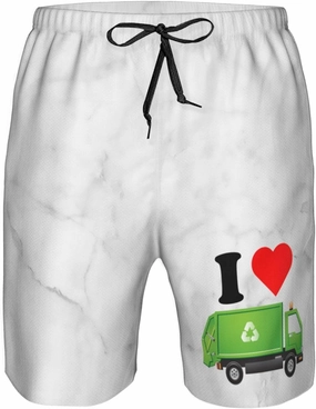 I-Love-Garbage-Recycling-Trash-Truck-Gifts Men's Short Workout Shorts Running Gym Yoga Lightweight Athletic Shorts