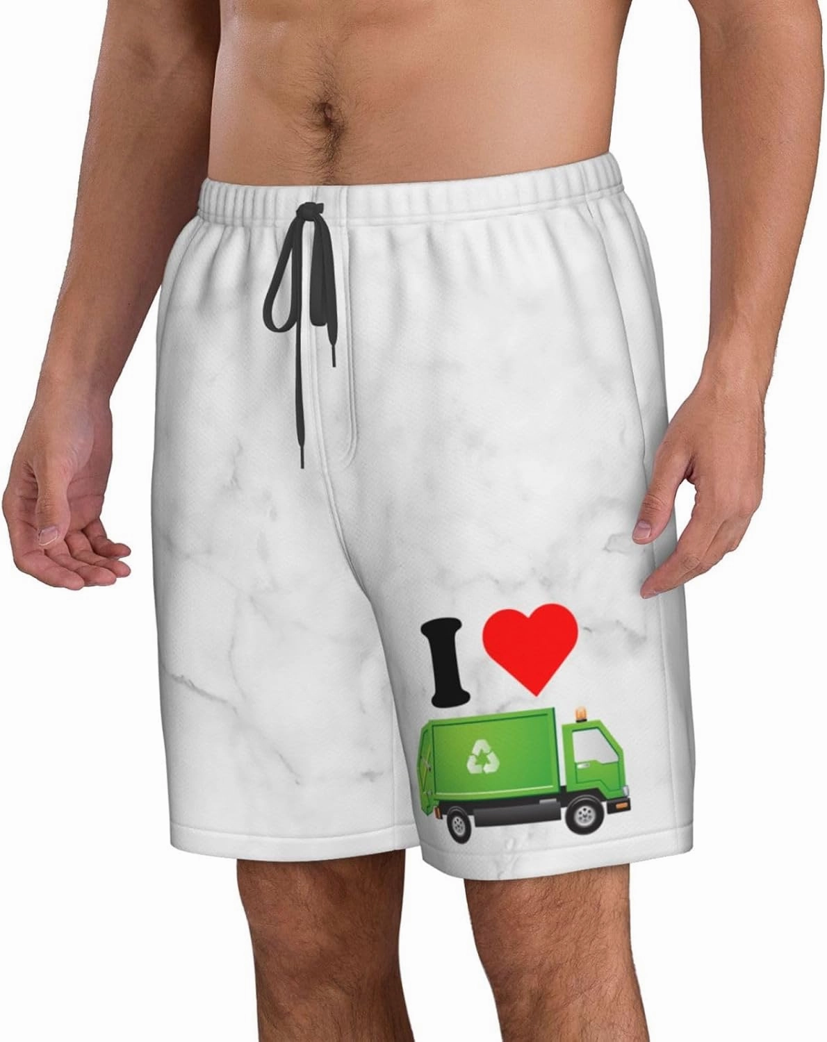 I-Love-Garbage-Recycling-Trash-Truck-Gifts Men's Short Workout Shorts Running Gym Yoga Lightweight Athletic Shorts