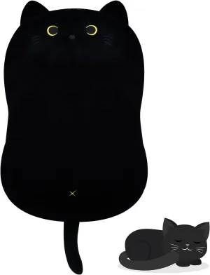 iBccly Black Cat Plush Pillow,18inch Long Cat Boby Plushie Cuddly Sleep Pillow for Kids, Fat Kitten Stuffed Animal Birthday Gifts for Boys and Girls, Home Decor