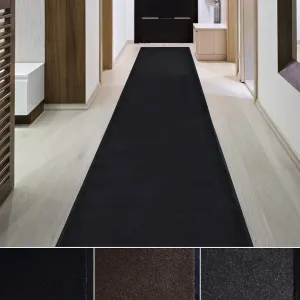 iCustomRug Heavy Duty Interior/Exterior Waterproof Utility Plush Pile Vinyl Back Runner,Mats,Area Rug, Non-Slip, for Doorway, Hallway, Commercial or Residential Use 4' X 6' Black