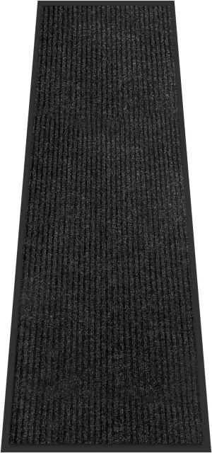 Indoor Outdoor Door Mat, 4'x10' Waterproof Heavy Duty Doormat for Entryway, Rubber Backing Non Slip Front Door Mat, Durable Commercial Outdoor Entrance Floor Mat for Home Office, Black