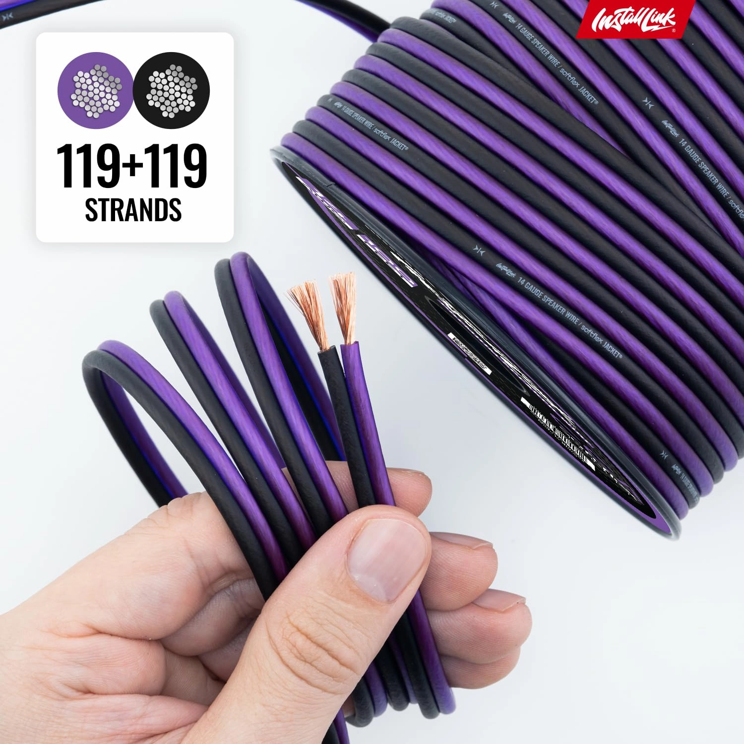 Install Link 14 AWG Gauge Speaker Wire Cable (100 Feet) Stereo, Car or Home Theater (CCA)