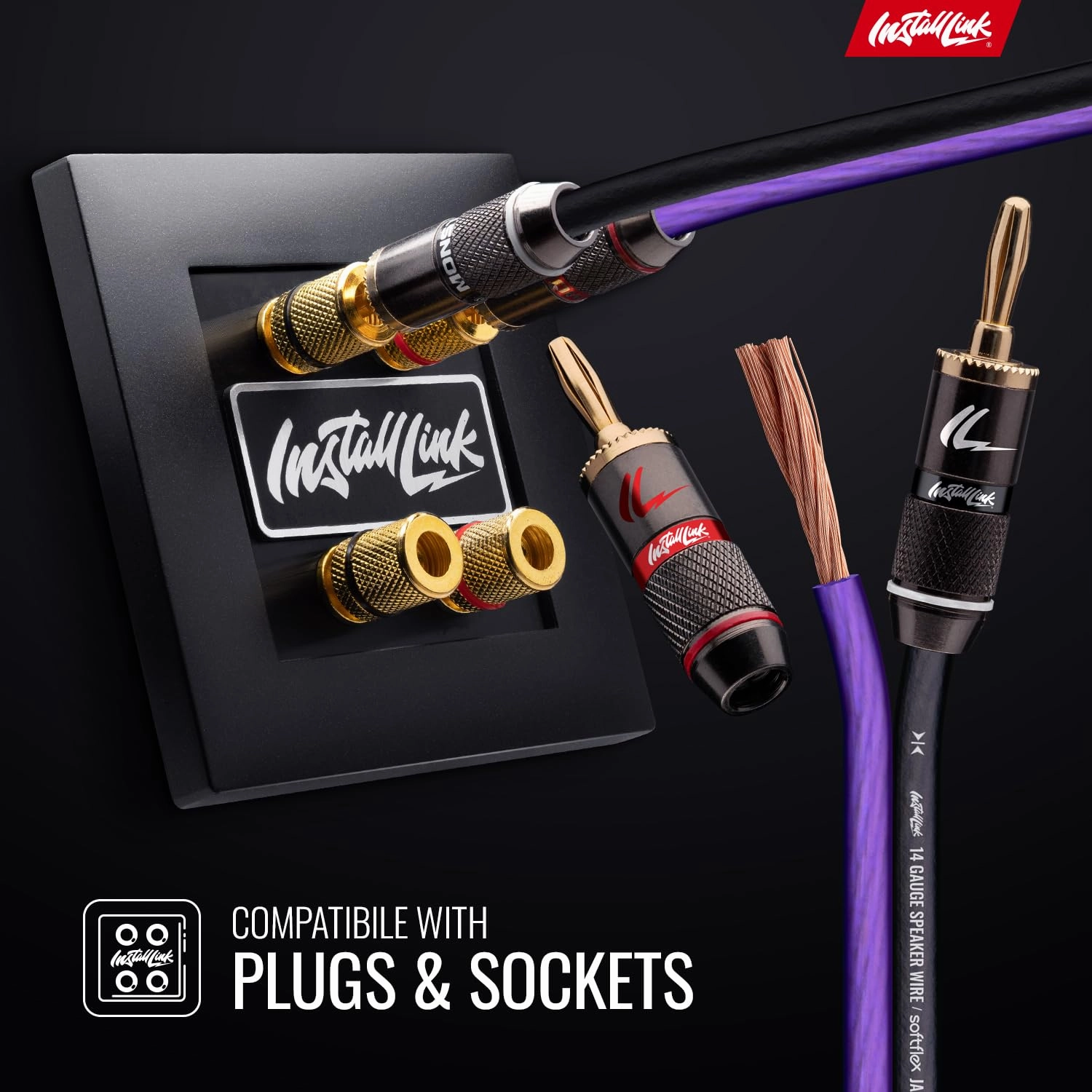 Install Link 14 AWG Gauge Speaker Wire Cable (100 Feet) Stereo, Car or Home Theater (CCA)