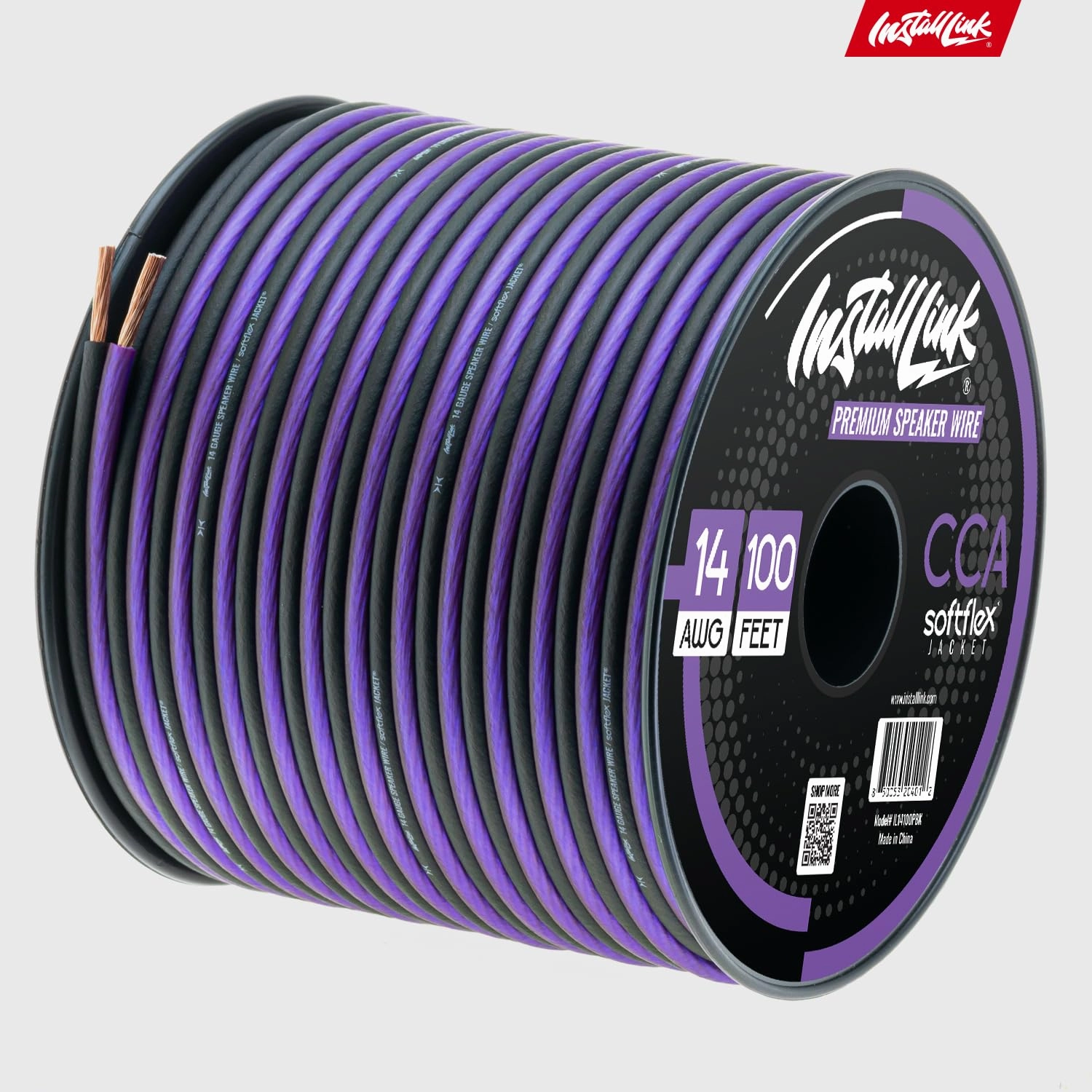 Install Link 14 AWG Gauge Speaker Wire Cable (100 Feet) Stereo, Car or Home Theater (CCA)