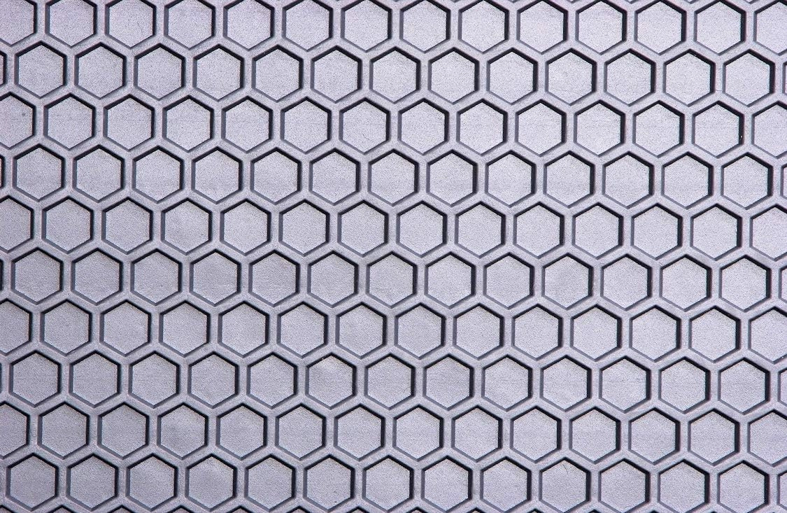 Intro-Tech Hexomat Front Row Custom Floor Mat for Select Honda Element Models - Rubber-like Compound (Gray)
