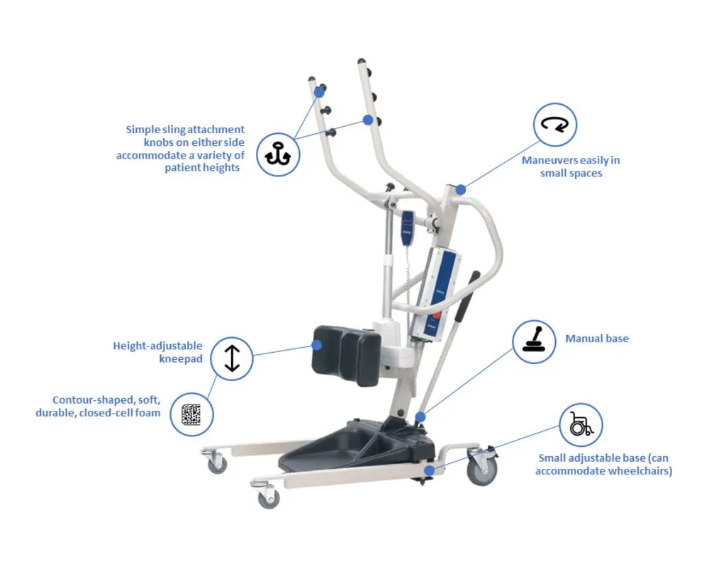 Invacare RPS350-1 Reliant Battery Powered Stand-Up Patient Lift with Manual Low Base, 350 lb. Weight Capacity