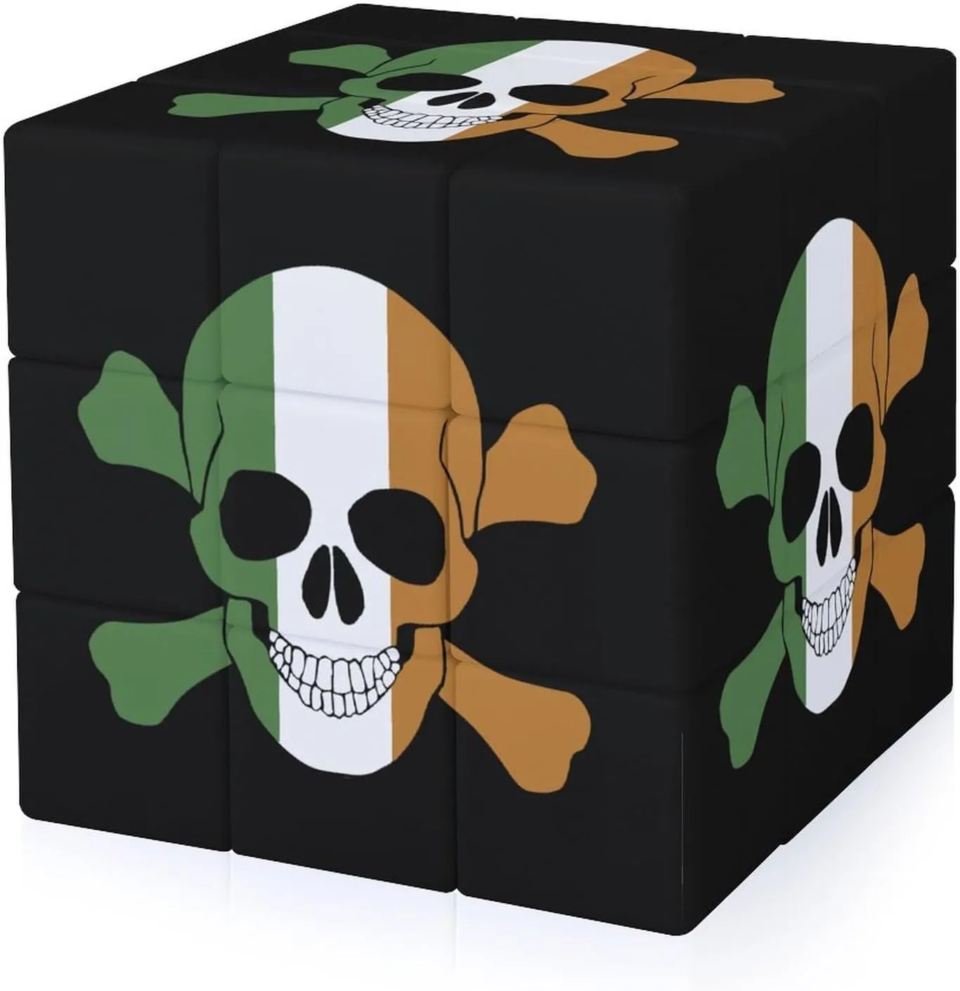 Ireland Flag Skull Funny 3x3x3 Cube Smooth Lightweight Puzzle for Adult Graphic Printing Travel
