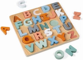 Janod Sweet Cocoon Wooden Alphabet Learning Puzzle with ABC Letters and Chalkboard - Ages 2  - J04412