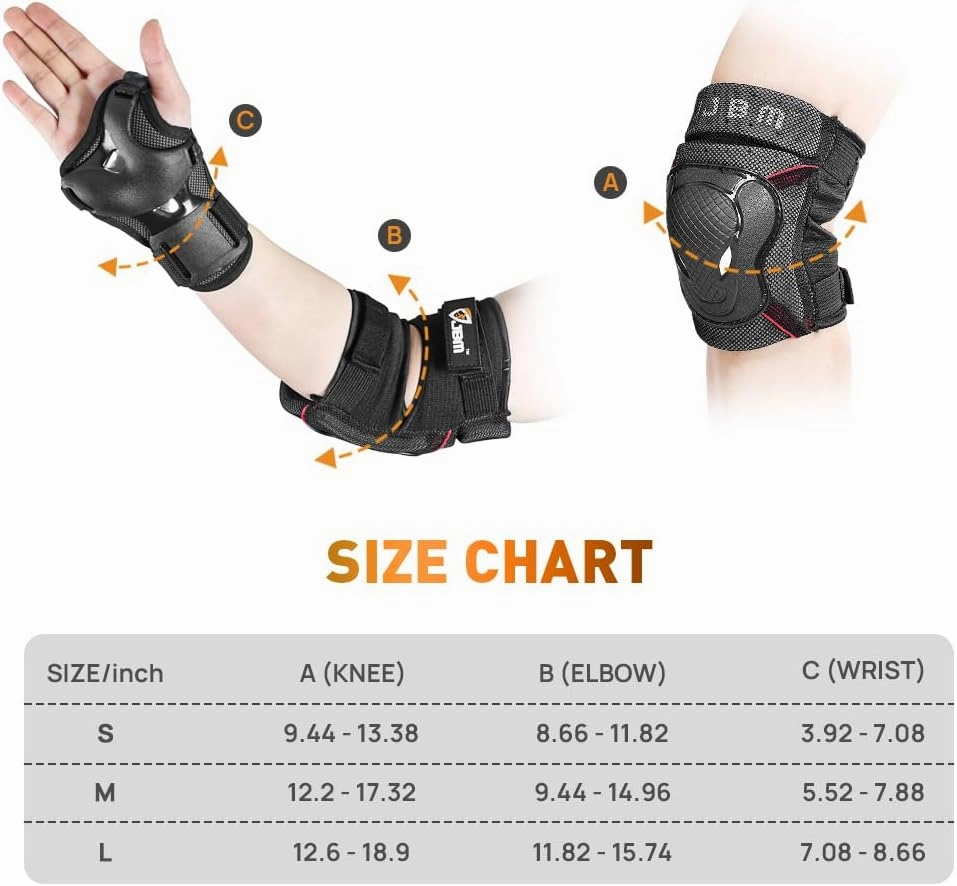 JBM Adult & Kids Knee Pads Elbow Pads with Wrist Guards Protective Set for Biking, Cycling, Riding, Roller Skating, Inline Roller Skating and More Outdoor Multi-Sports