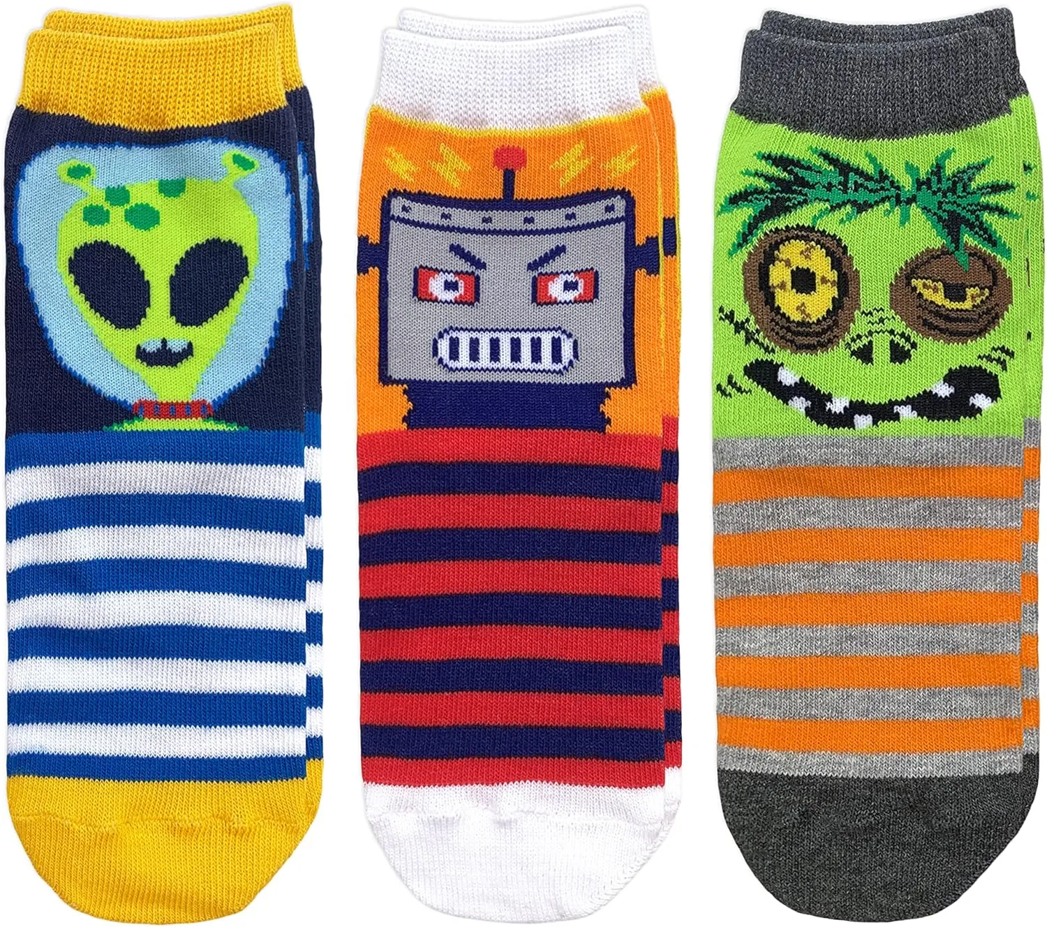 Jefferies Socks Boys' Robot Alien Zombie Fun Novelty Pattern Crew Socks 3 Pack