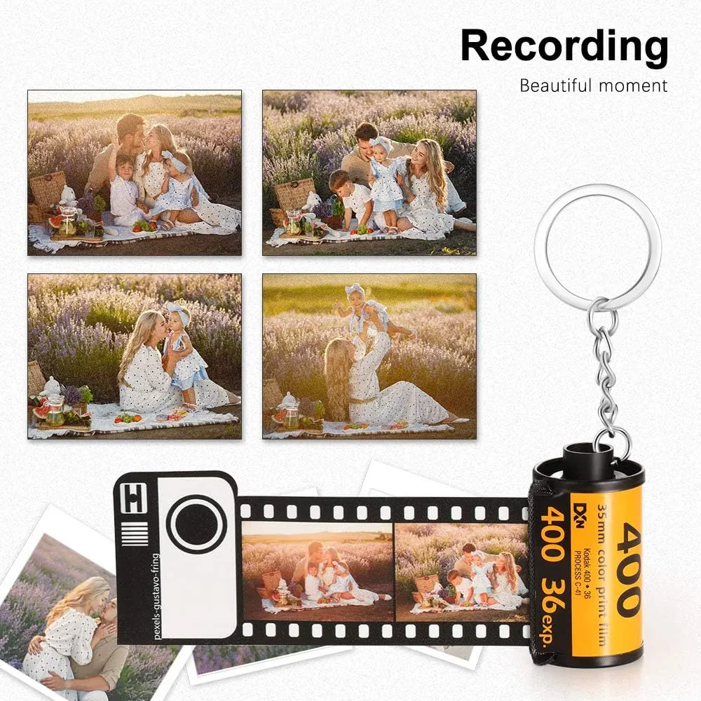 JewelOra Personalized Keychains with Picture Colorful Custom Camera Film Roll Keychain with Photo Reel Unique Custom Gift