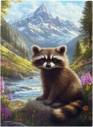 Jigsaw Puzzle with 500 Pcs,Raccoons in The Valleys, Colorfuls Jungle, Challenging Brain Exercise,High Difficulty Entertainment Game,Wooden Puzzle for Adults,Gift for Friends and Family