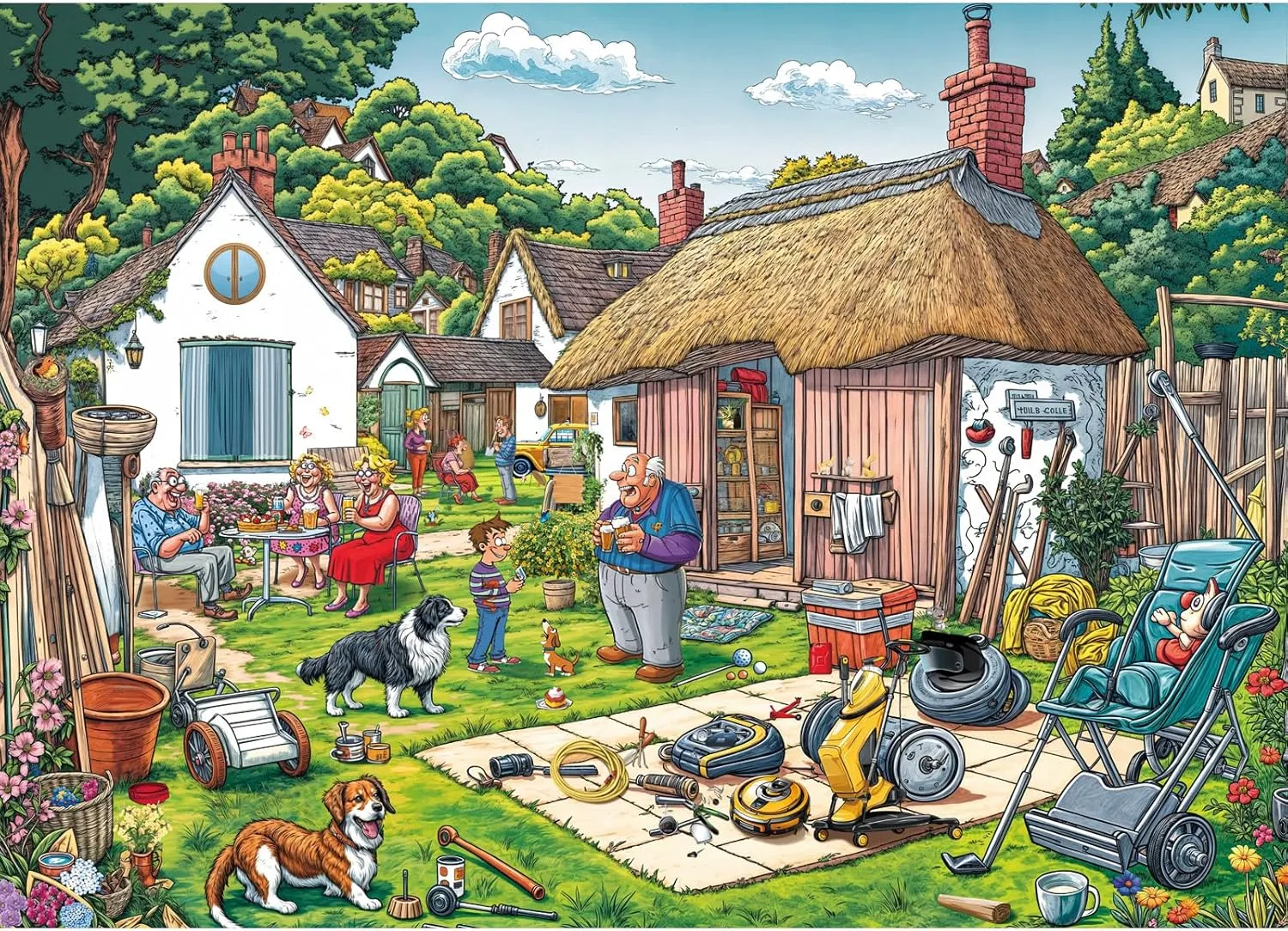 Jigsaw Puzzles for Adults 1000 Pieces, Interlock Perfectly Letter on Back No Dust, Home Decor Birthday Party Gift Toy for Men Women Elders Seniors, 1:1 Poster - Warm Courtyard