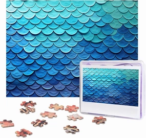 Jigsaw Puzzle 500 Pieces Ocean Sea Blue Mermaid Fish Scale Puzzles Personalized Photos Puzzle with Storage Bag Challenging Puzzle for Adults Picture Puzzle for Family Game Great Gift (20.4" x 15")