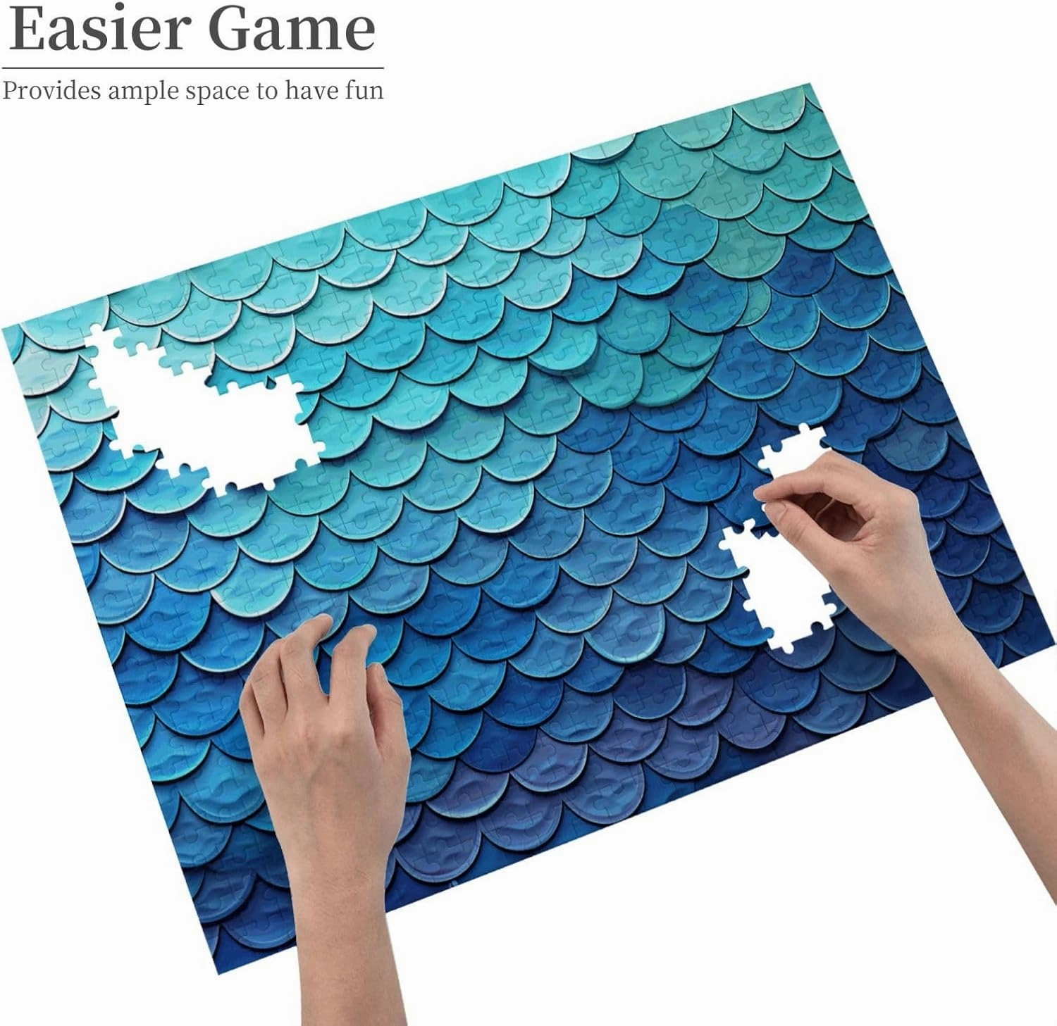 Jigsaw Puzzle 500 Pieces Ocean Sea Blue Mermaid Fish Scale Puzzles Personalized Photos Puzzle with Storage Bag Challenging Puzzle for Adults Picture Puzzle for Family Game Great Gift (20.4" x 15")