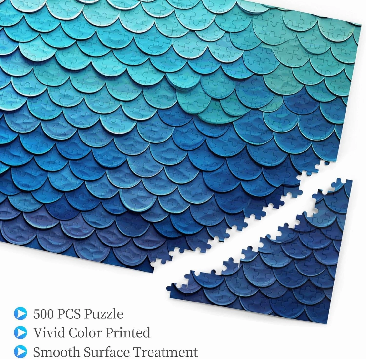 Jigsaw Puzzle 500 Pieces Ocean Sea Blue Mermaid Fish Scale Puzzles Personalized Photos Puzzle with Storage Bag Challenging Puzzle for Adults Picture Puzzle for Family Game Great Gift (20.4" x 15")