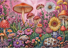 Jigsaw Puzzles for Adults 1000 Pieces, Interlock Perfectly Letter on Back No Dust, Home Decor Birthday Party Gift Toy for Men Women Elders Seniors, 1:1 Poster - Colorful Mushrooms