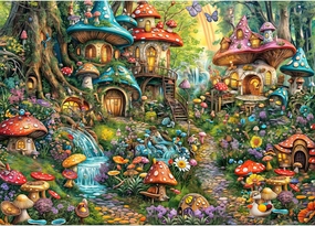 Jigsaw Puzzles for Adults 1000 Pieces, Interlock Perfectly Letter on Back No Dust, Home Decor Birthday Party Gift Toy for Men Women Elders Seniors, 1:1 Poster -Mushroom Garden