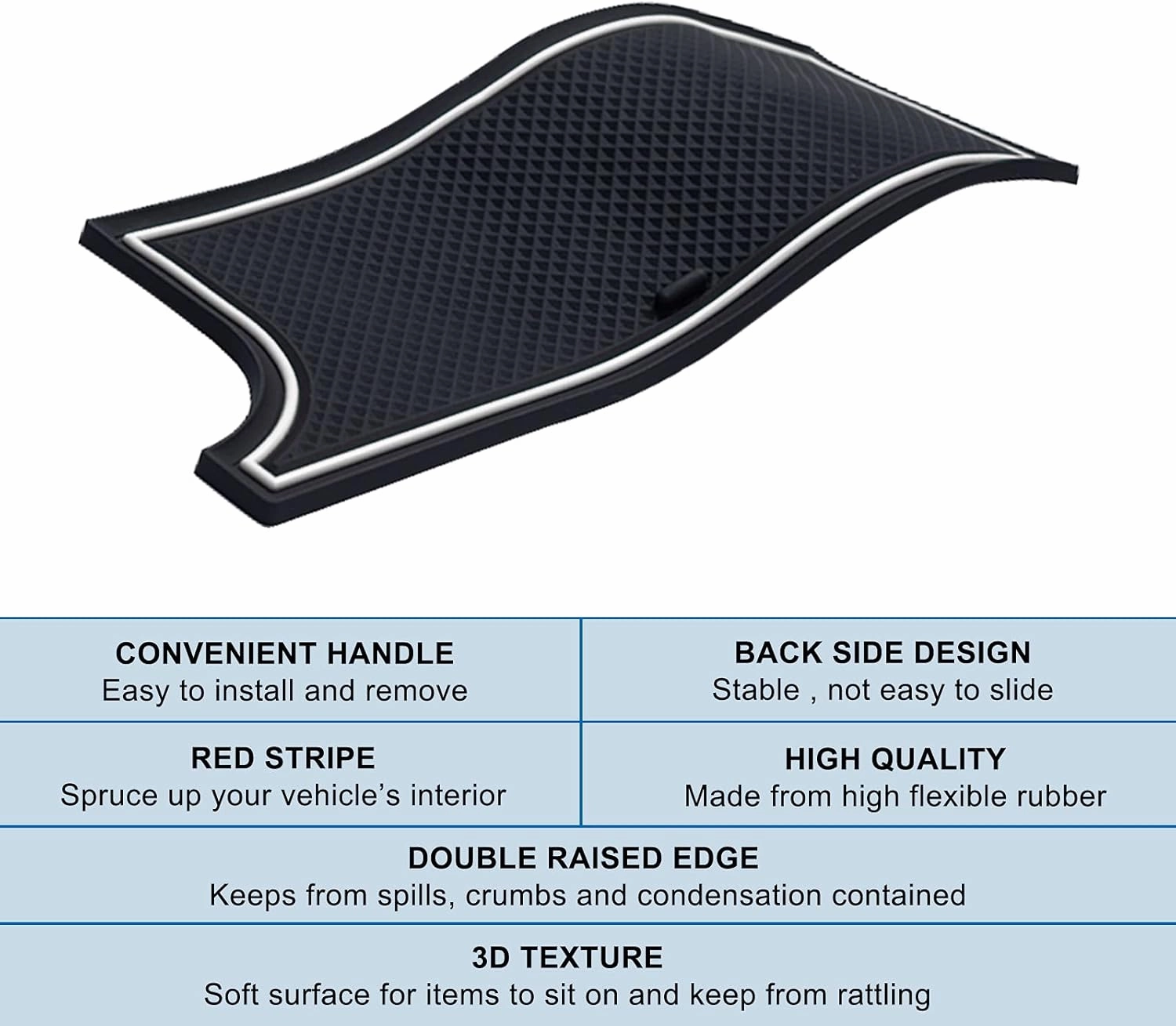 JKCOVER Premium Custom Liner Mat Accessories Compatible with Toyota Tacoma 2016 2017 2018 2019 2020 2021 2022 2023, Cup Holder, Door Pocket and Center Console Inserts 19 Pcs (Double Cab, White Trim)